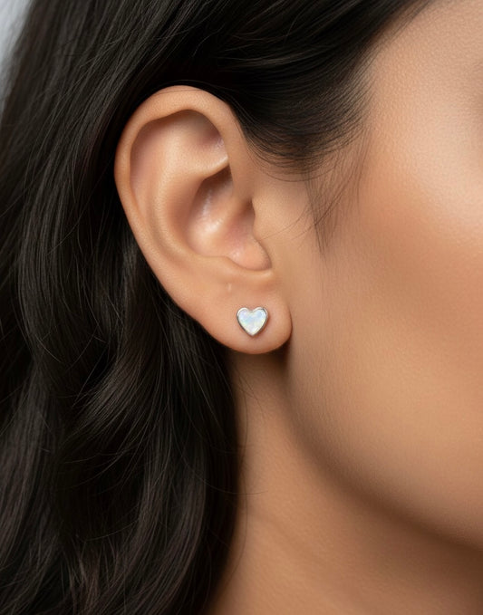Little heart silver stud