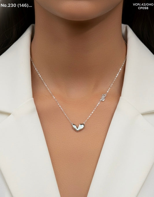 Minimal heart charm silver chain pendant