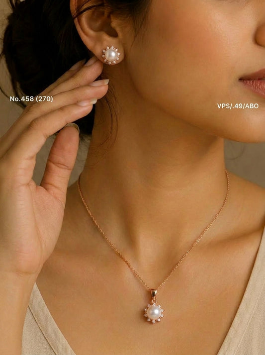 Pearl whisper silver pendant set for women