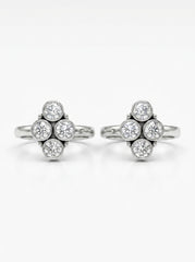 Snow spark oxidised silver toerings for women
