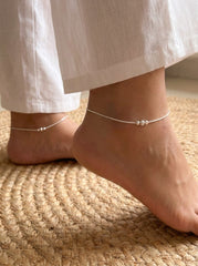 Sparkle ball silver Payal for women