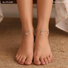 Silver beads and blooms charms Payal for women