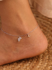 Butterfly serenity silver anklet for women