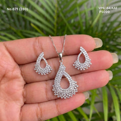 Elara diamond silver pendant set for women