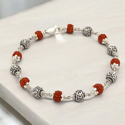 Silver Om Rudraksha Bracelet