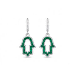 Imperial green glow silver earrings