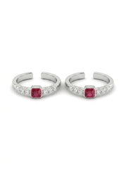 Rosy sparkle silver toerings for women