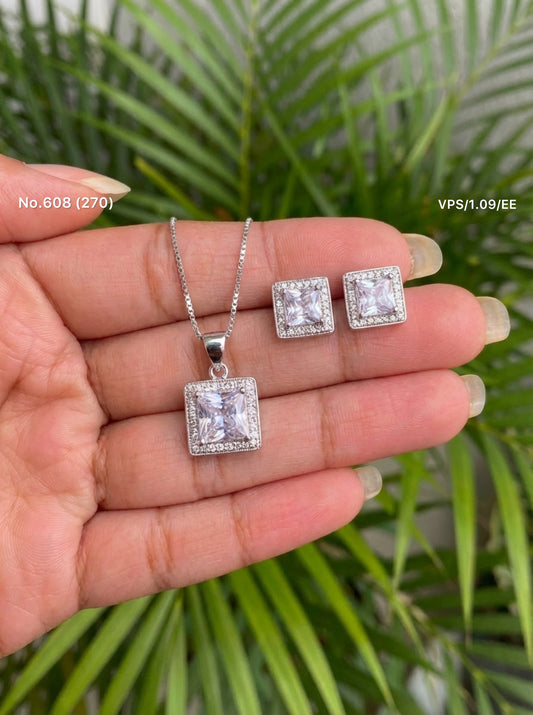 Imperial aura shine silver pendant set for women