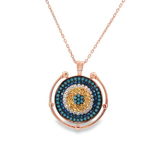 Turkish evil eye silver chain pendant