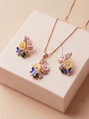 Ivory glow silver pendant set for women