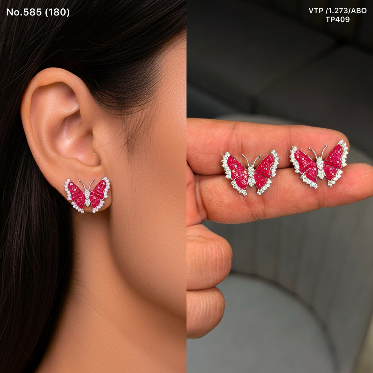 Rosy pop butterfly silver tops