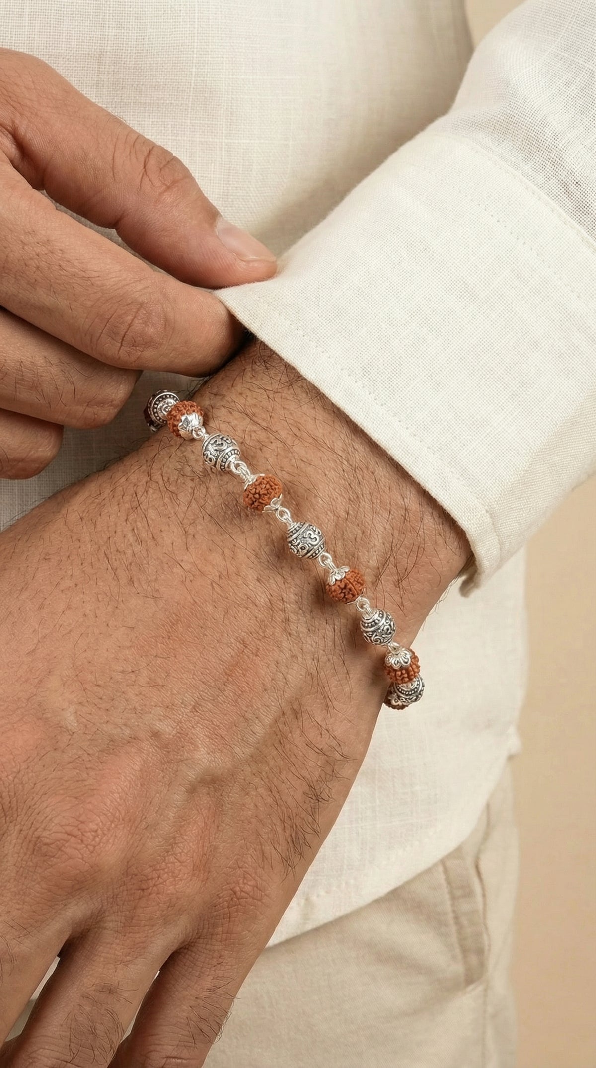 Silver Om Rudraksha Bracelet