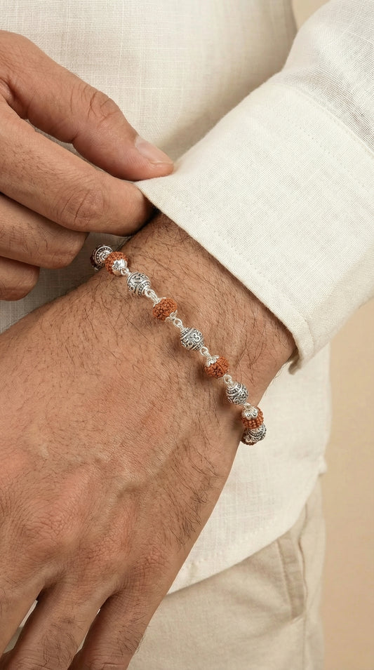 Silver Om Rudraksha Bracelet