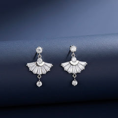 Angular glow silver earrings
