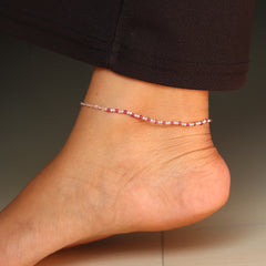 Beaded Grace Silver Payal for women