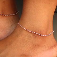 Beaded Grace Silver Payal for women