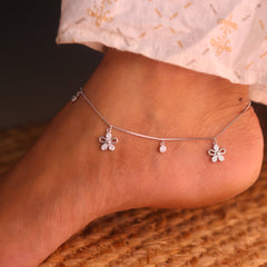 BloomLuxe Silver Payal for Women