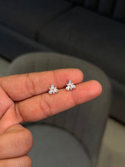 Moonshade floral silver stud