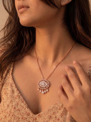 Elegant bloom silver pendant set for women