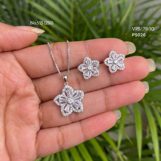 Floral harmony silver pendant set set for women