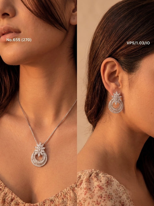 Stardust elegance silver pendant set for women