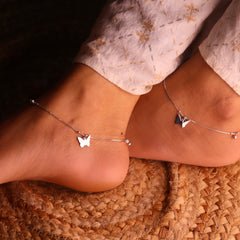 Ethereal Wings Silver payal for women