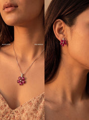 Blush bloom silver pendant set for women