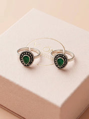 Dew drop oxidised silver toerings for women