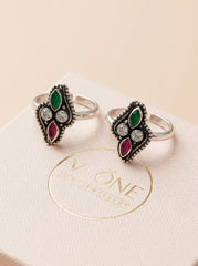 Ishira oxidised silver toerings for women