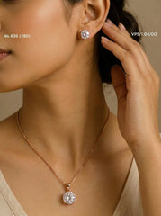 Crystal flare silver pendant set for women