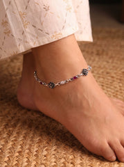 Royal bloom aura heavy silver Payal for women