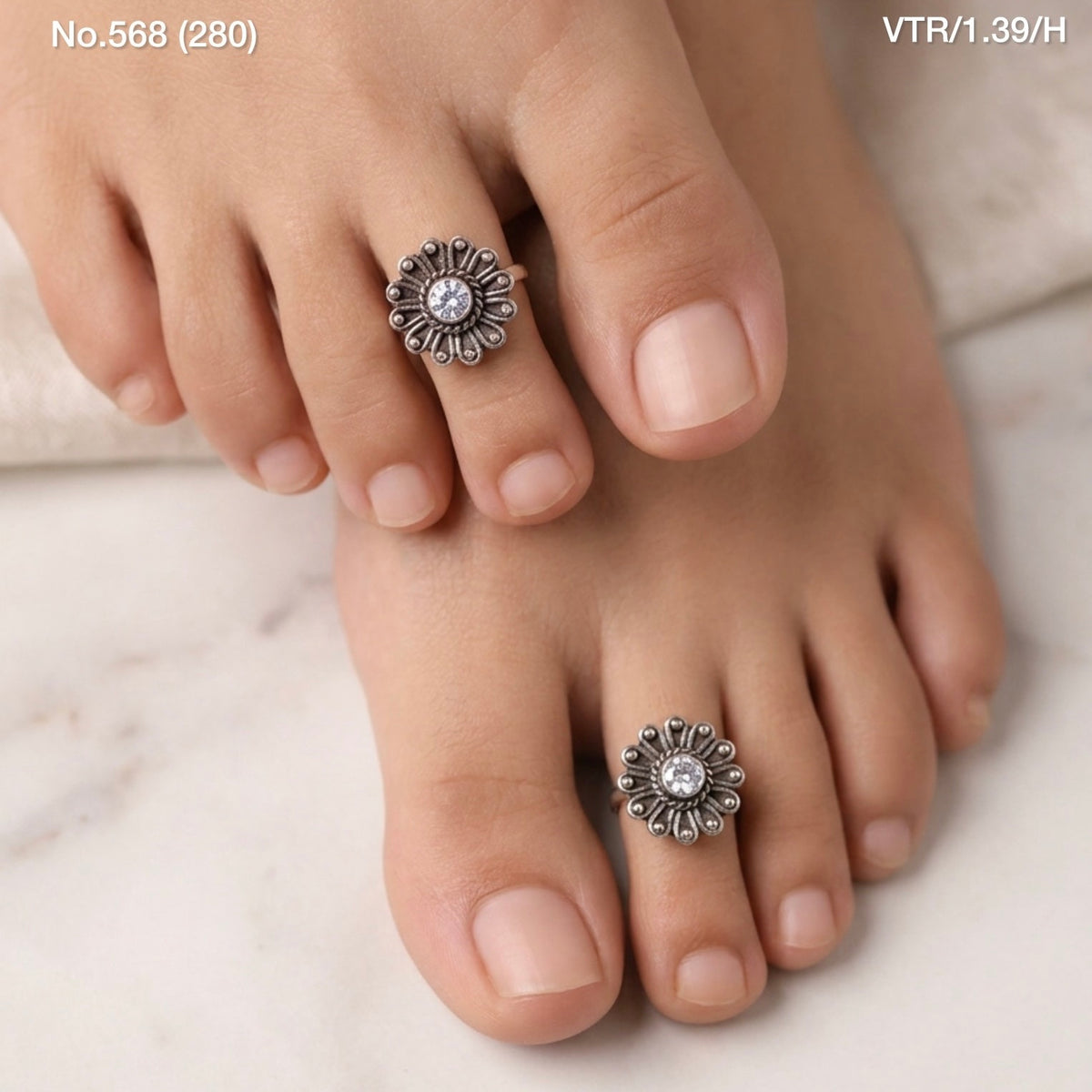 Wildflower silver toerings for women