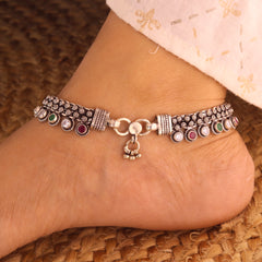 Maharani Style Silver Payal for Women