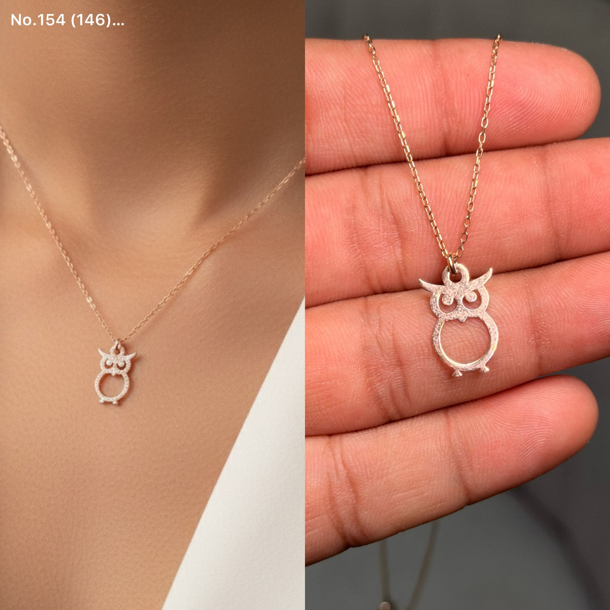 Owl Charm Silver chain pendant