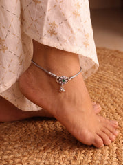 Floral breeze silver Payal for women