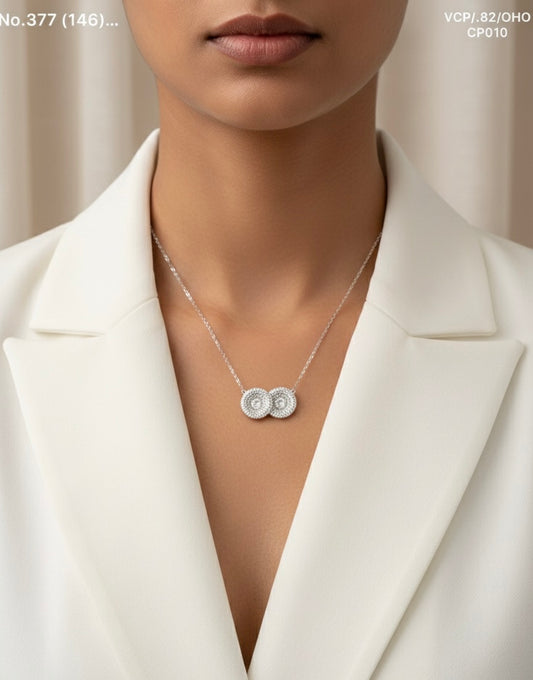 Infinity circles silver chain pendant
