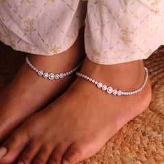 Luniva Silver Payal for Women
