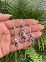 Leaves shine silver pendant set for women