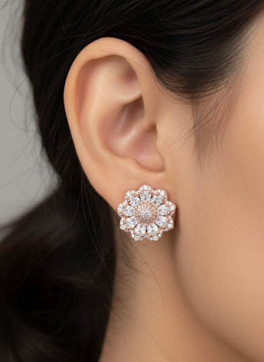 Designer bloom silver stud