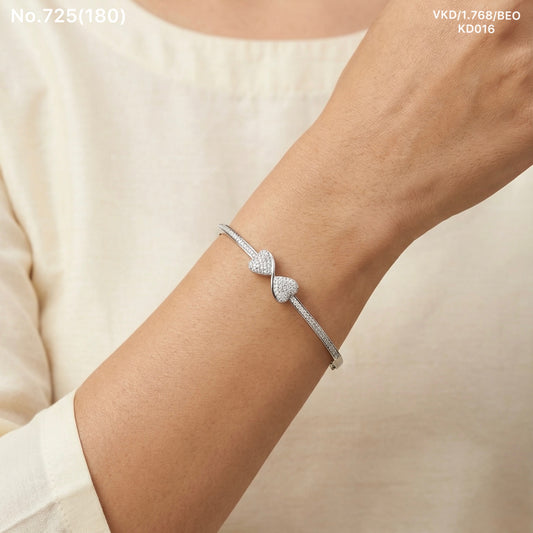 Heart spark silver kada for women