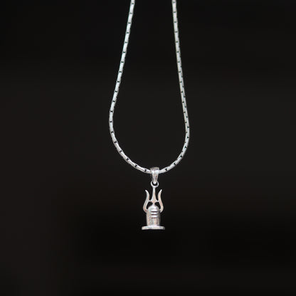 Shivling with Trident Silver Pendant