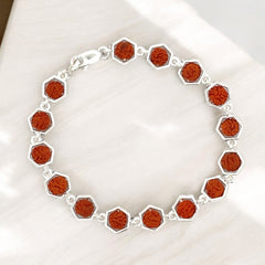 Silver Hexagon Rudraksha Bracelet