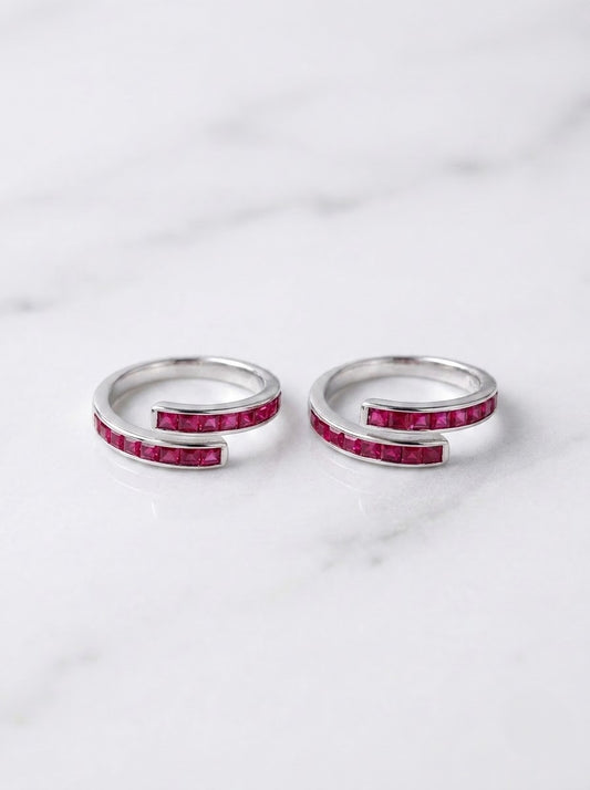 Pink harmony silver toerings for women