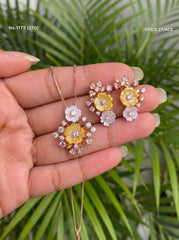 Bloom petals silver pendant set for women