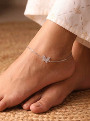 Butterfly grace silver Payal for women