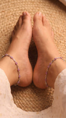 Avni Stone Charm Silver Payal for Women