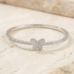 Butterfly shine silver kada for women