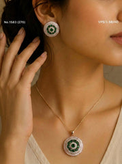Green grace silver pendant set for women
