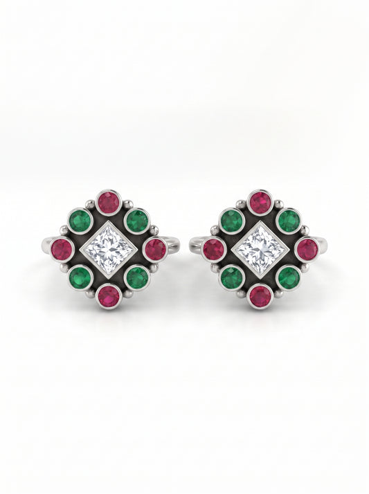 Flora charm silver toerings for women