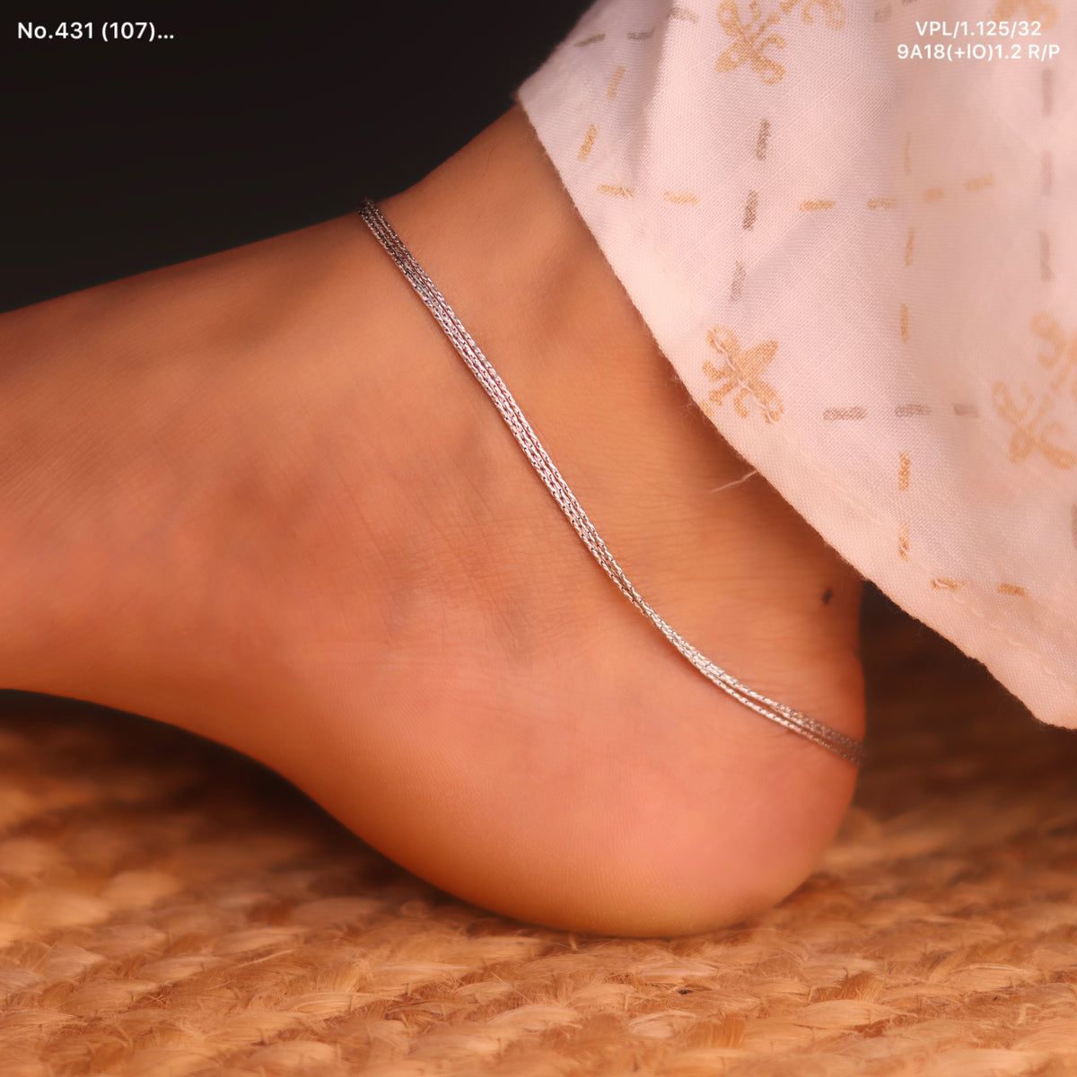 Liana Triple Layer Silver Payal for Women